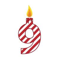 Birthday candle number flat illustration vector