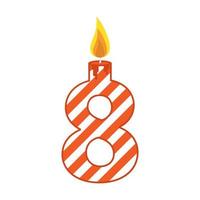 Birthday candle number flat illustration vector