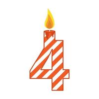 Birthday candle number flat illustration vector