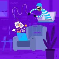 Hacker Collecting Data Illegally Concept vector