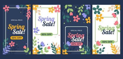 Spring Sale Stories Template With Colorful Spring Flower vector