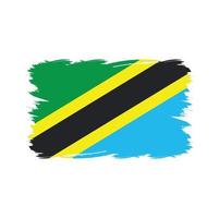 Tanzania flag with watercolor brush vector