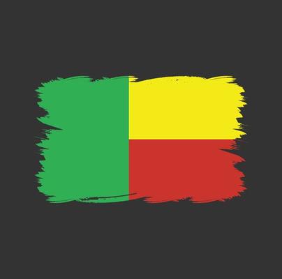 Benin flag with watercolor brush