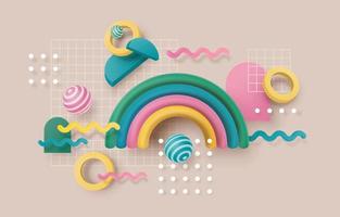Doff Realistic 3D Shapes Background vector