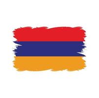 bandera de armenia con pincel de acuarela vector