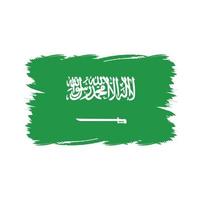 Saudi Arabia flag with watercolor brush vector