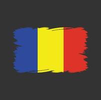 bandera de rumania o chad con pincel de acuarela vector