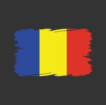 Romania or Chad flag with watercolor brush