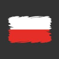 bandera de polonia con pincel de acuarela vector