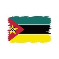 bandera de mozambique con pincel de acuarela vector