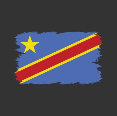Republic Congo flag with watercolor brush
