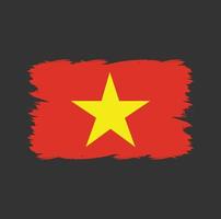 bandera de vietnam con pincel de acuarela