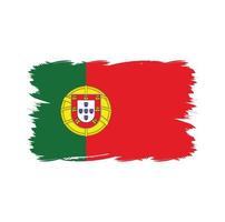 bandera de portugal con pincel de acuarela