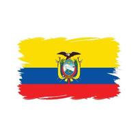 Ecuador flag with watercolor brush vector