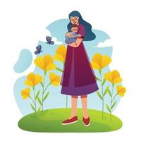 A Mom Hold Her Baby in Her Arms vector