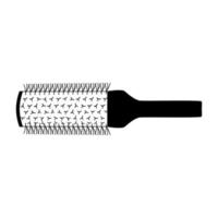 Hot curling radial hair brush. Hairdresser tool outline isoleted icon vector