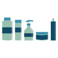 Hair care set with shampoo, balm, mask and polish. Hairdresser tool flat isoleted icon vector