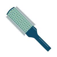 Hot curling radial hair brush. Hairdresser tool flat isoleted icon vector