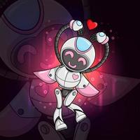 The cute robot is giving the love sign esport mascot design vector