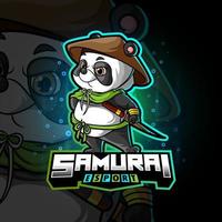 The samurai panda esport logo design vector