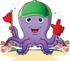 The octopus supporter is holding the colored flag and using the bright cap vector