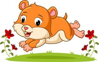 The small hamster are jumping and playing in the park vector