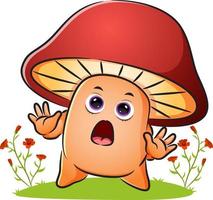 The cute mushroom is giving the shock expression vector