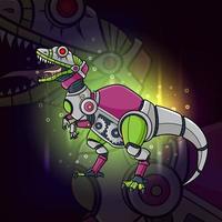 el robot steampunk de velociraptor esport mascot design vector