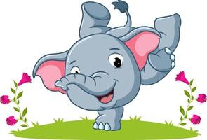 The happy elephant is doing the attraction in the garden vector