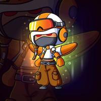 The space boy with cool helmet esport mascot design vector