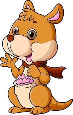 The cute kangaroo is having many little stars in pocket