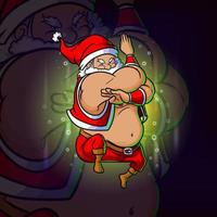 The santa with the kungfu pose esport logo design vector