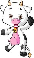 The happy cow is dancing with the good movement vector