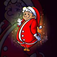 The cute santa clause is standing esport logo design vector