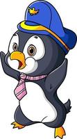 The little penguin is shocked and wearing cap vector