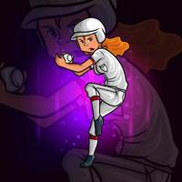 The professional baseball pitcher esport mascot design vector