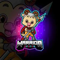 The cute warrior sheep esport logo design vector