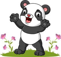 el lindo panda está de pie en el jardín vector