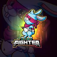 The cool rabbit fighter esport logo design vector