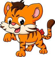 The cute tiger is roaring while crawling vector