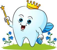 The tooth fairy is using the crown and holding the wand vector