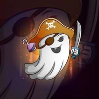 The ghost pirates for esport logo design vector