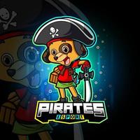 el diseño del logotipo de pirates dog esport vector