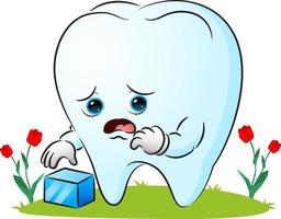 The tooth is feeling sick because of ice cube vector