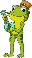 The striped frog tree is playing the banjo vector