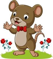 The big mouse is gesturing something in the garden vector