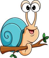 The cute snail is perching on the branch of tree vector