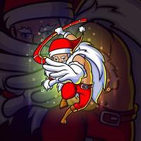 The young santa with the ambush pose esport logo design vector