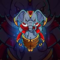 The fighter elephant esport mascot design vector