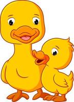 The duck is talking and playing with the mother duck vector